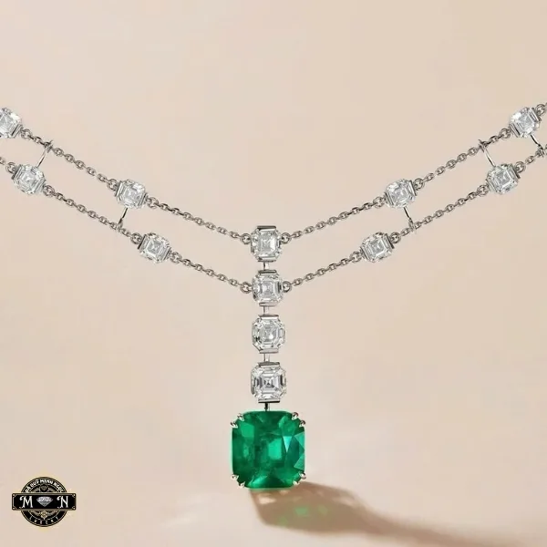 Dây chuyền ngọc lục bảo vuông