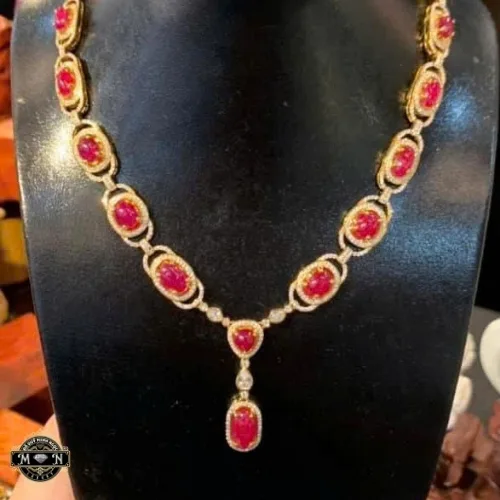 Dây chuyền ruby hình oval