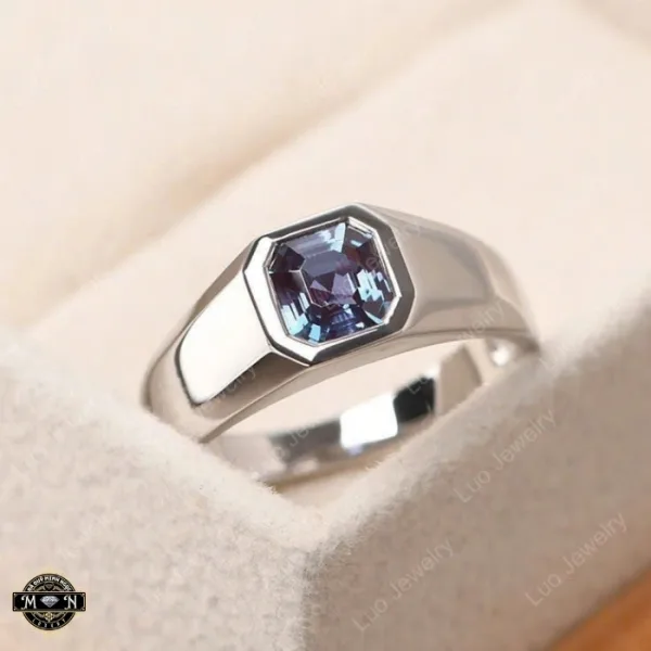 Nhẫn nam Topaz vuông