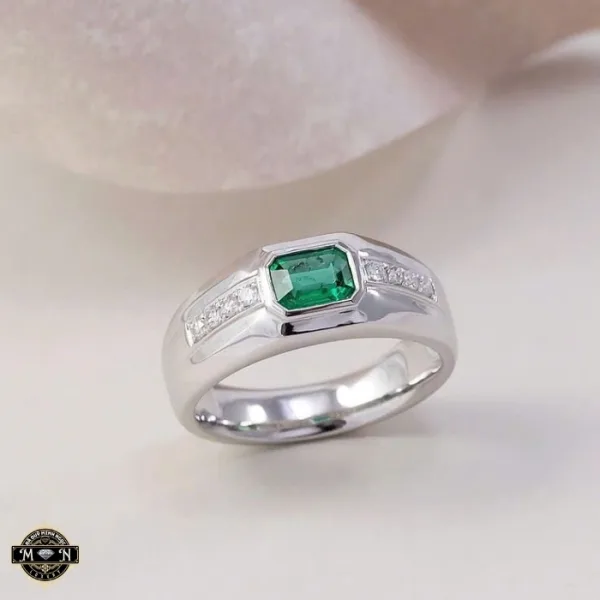 Nhẫn nam Emerald chữ nhật
