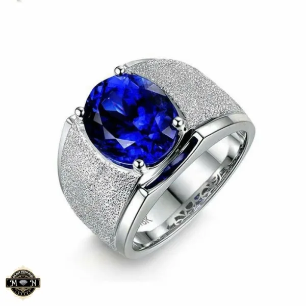 Nhẫn nam sapphire oval đai nhám