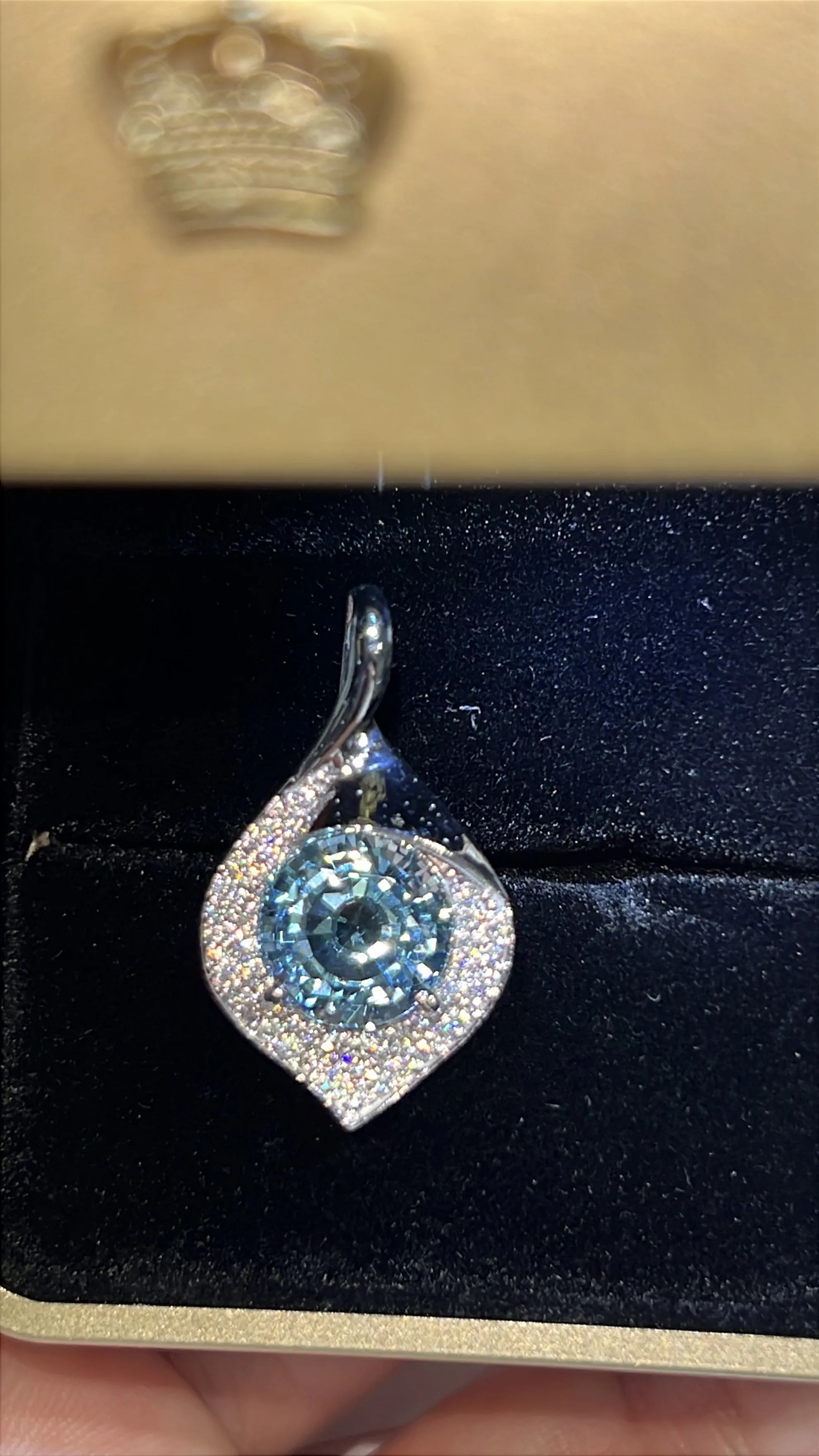 Mặt dây -vàng trắng -Topaz