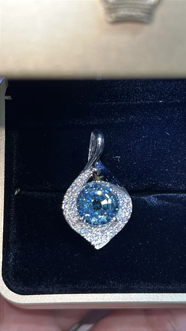 Mặt dây -vàng trắng -Topaz